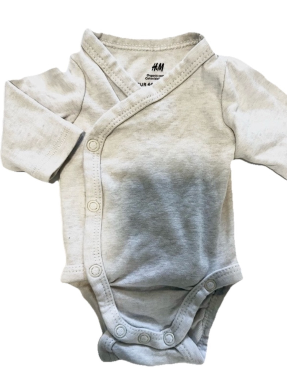 H&M Light Cream Wrap-Front Long-Sleeve Baby Bodysuit